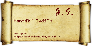 Hantó Iván névjegykártya